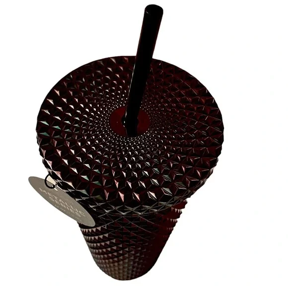 Vessel Tumbler Cold Cup Black Studded Metallic Iridescent Venti 24oz Lid Straw - Picture 5 of 9